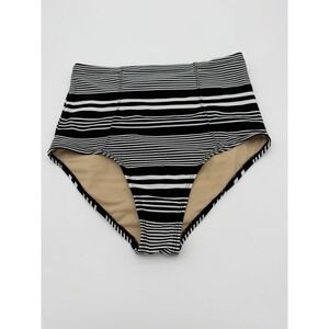 Black & White Stripe Extra High Waist Swimsuit Bottoms-Retro-Glam-Small-New